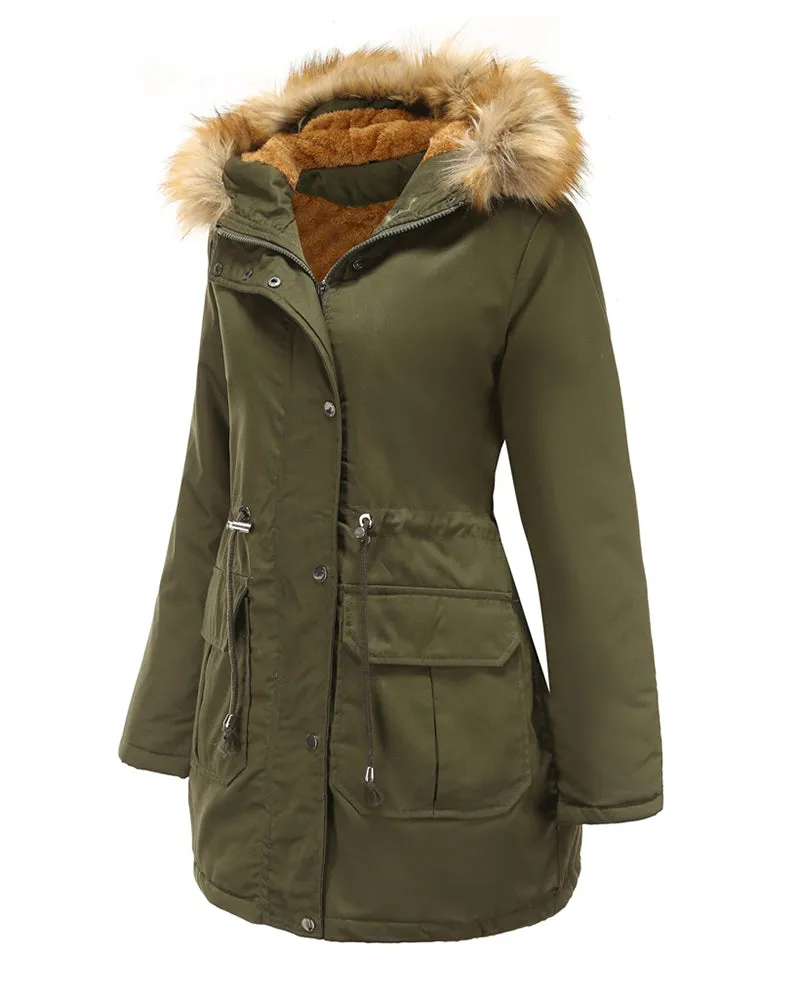 Faux Fur Hood Parka Jacket