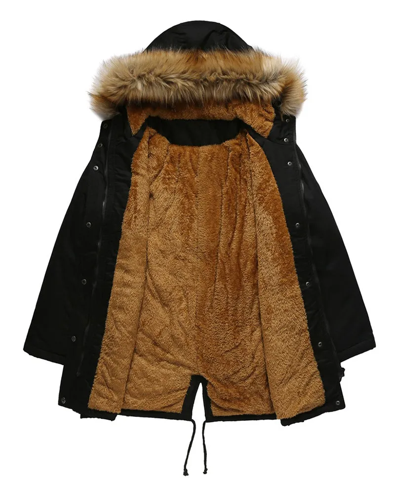 Faux Fur Hood Parka Jacket