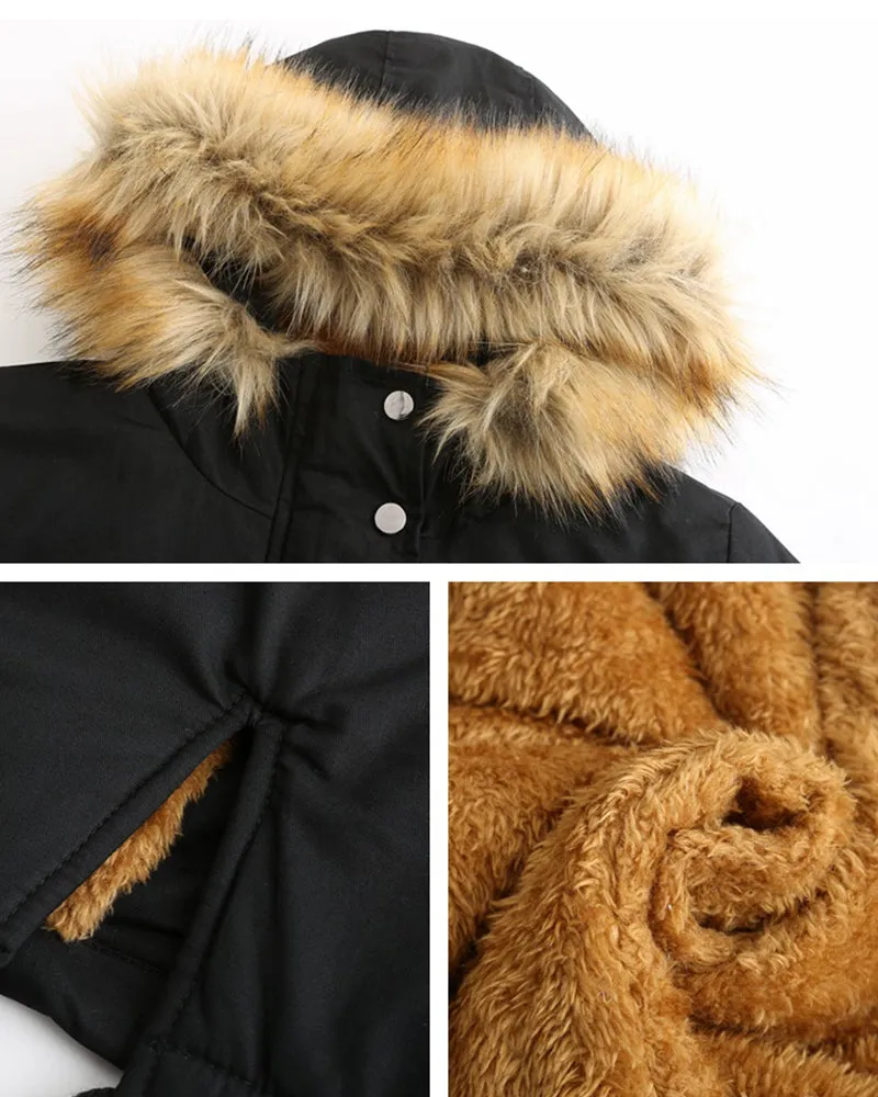 Faux Fur Hood Parka Jacket