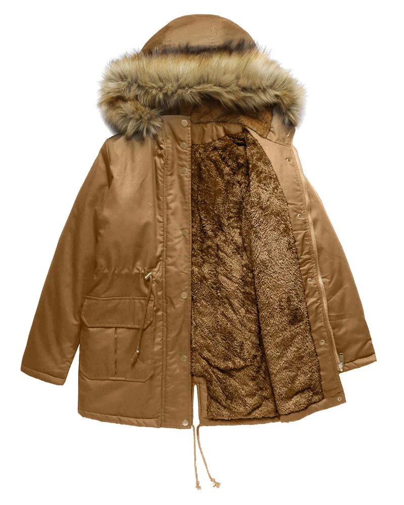 Faux Fur Hood Parka Jacket