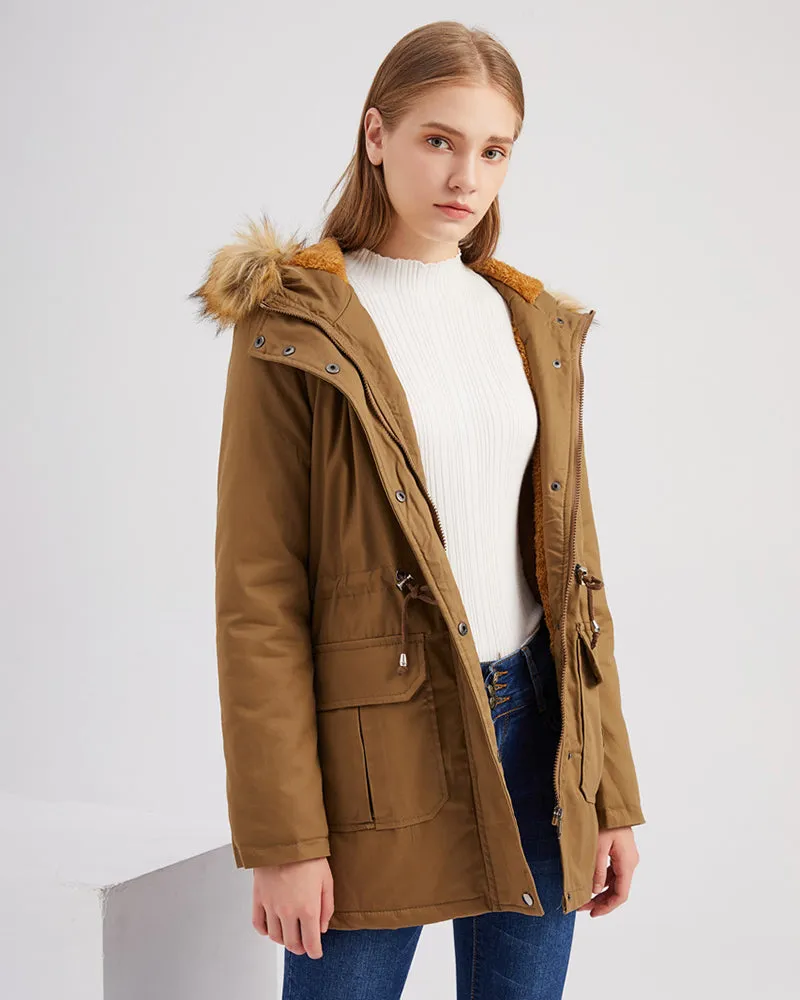Faux Fur Hood Parka Jacket