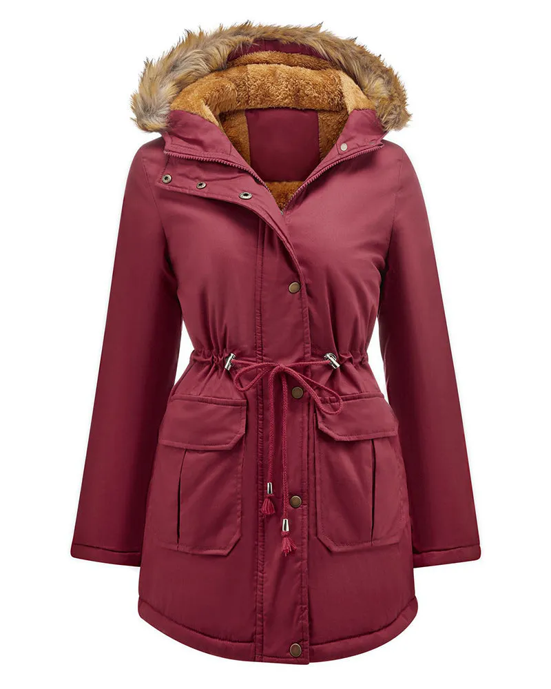 Faux Fur Hood Parka Jacket