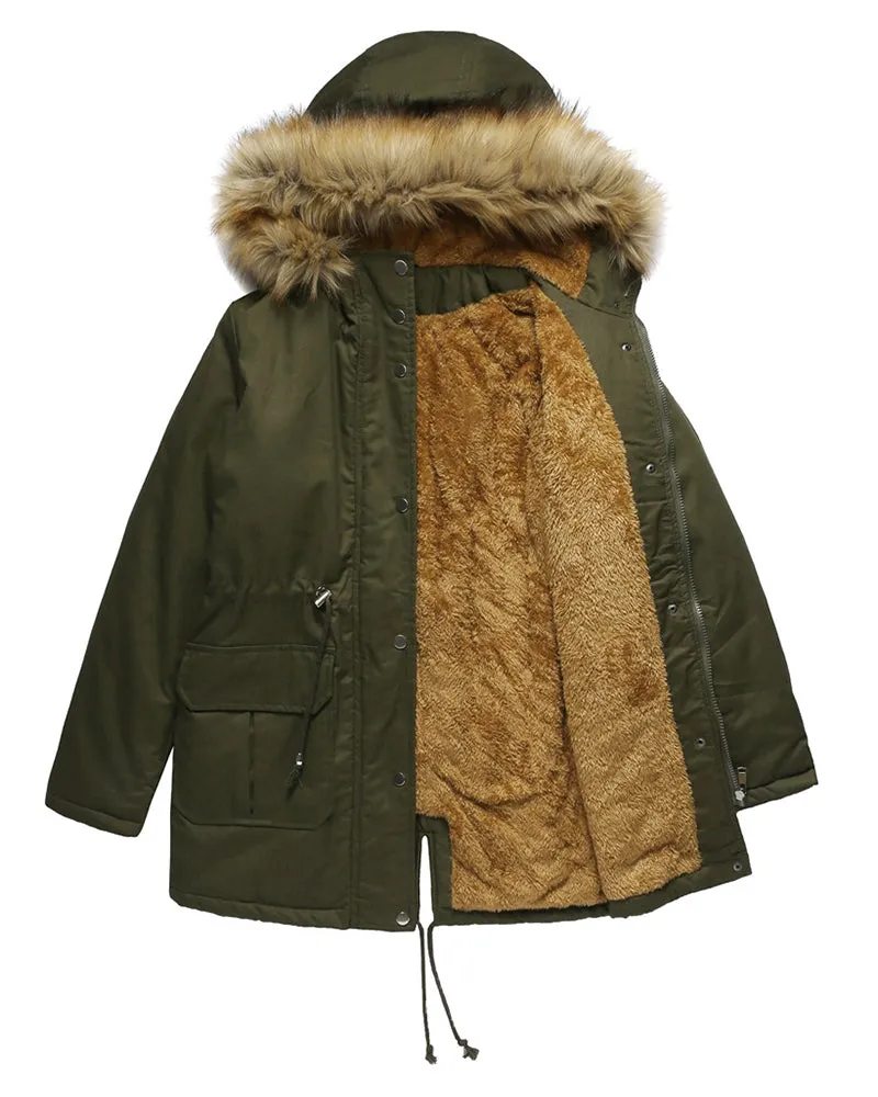 Faux Fur Hood Parka Jacket