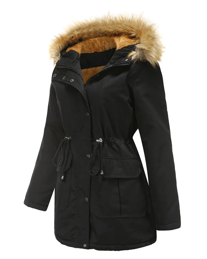 Faux Fur Hood Parka Jacket