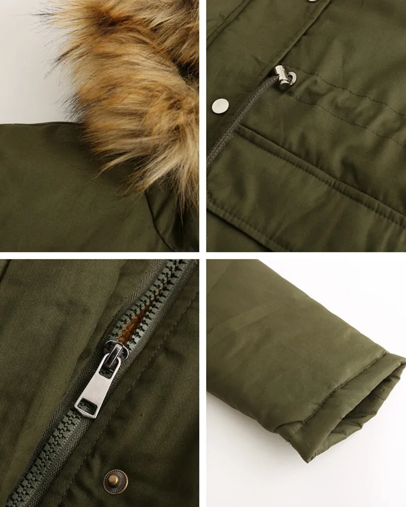 Faux Fur Hood Parka Jacket