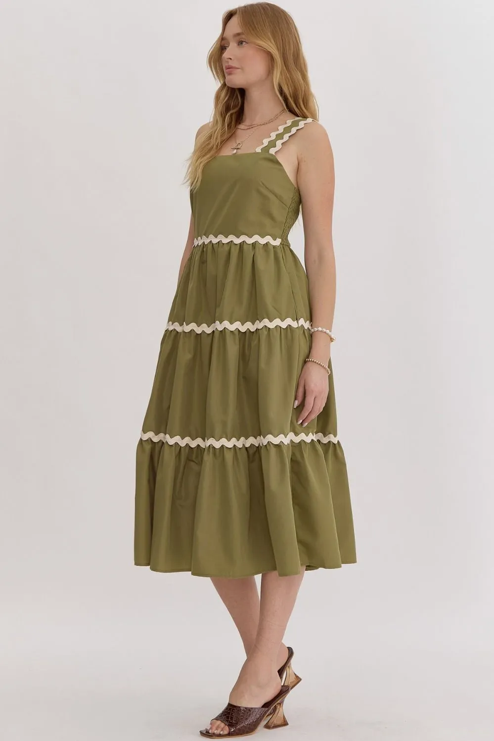 Fern Green Ric Rac Midi Dress