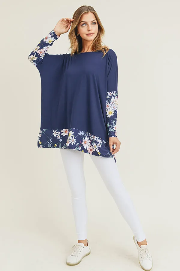 Floral Detail Oversized Tunic Top