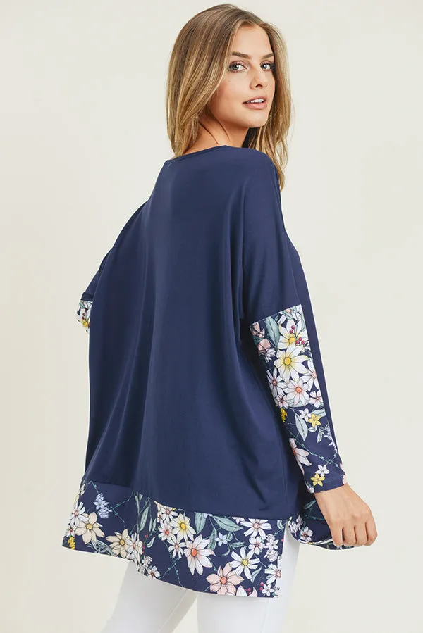 Floral Detail Oversized Tunic Top