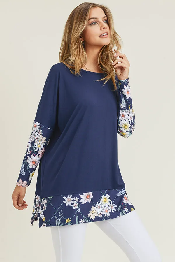 Floral Detail Oversized Tunic Top