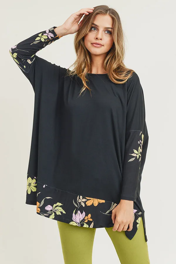 Floral Detail Oversized Tunic Top