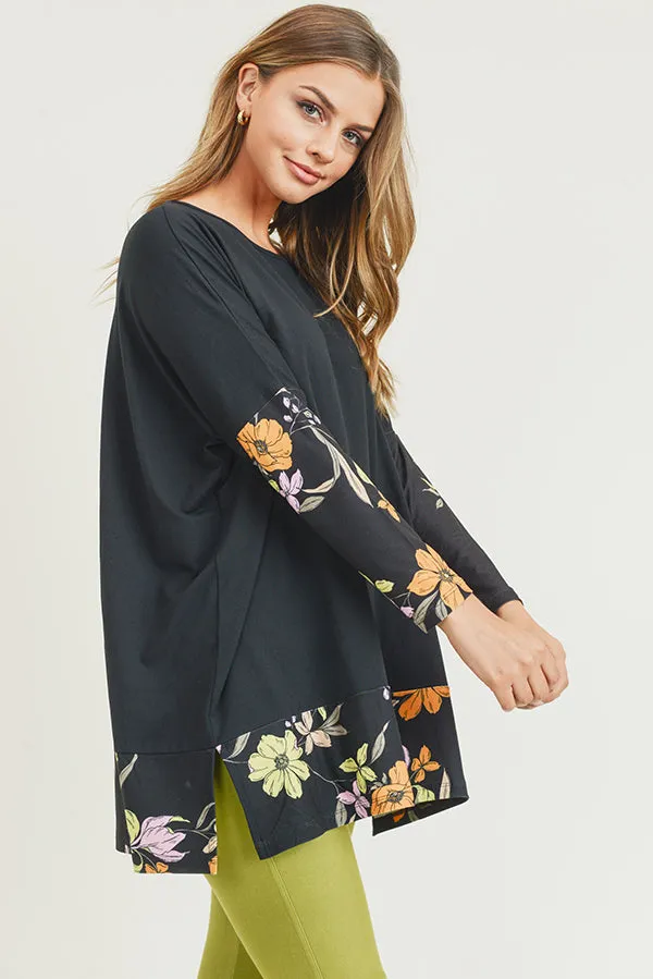 Floral Detail Oversized Tunic Top