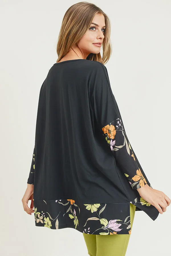 Floral Detail Oversized Tunic Top