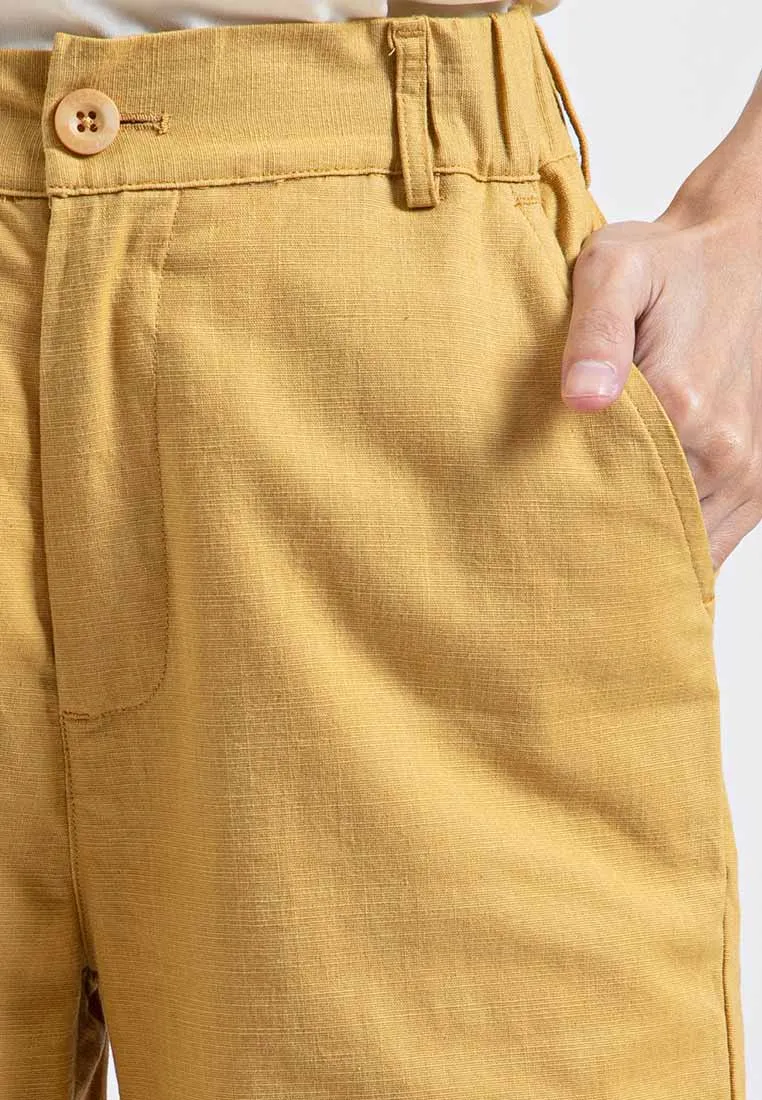 Forest Ladies 17/18" Stretchable Cotton Linen Elastic Waist Women Bermuda Shorts Pants | Seluar Perempuan - 860151