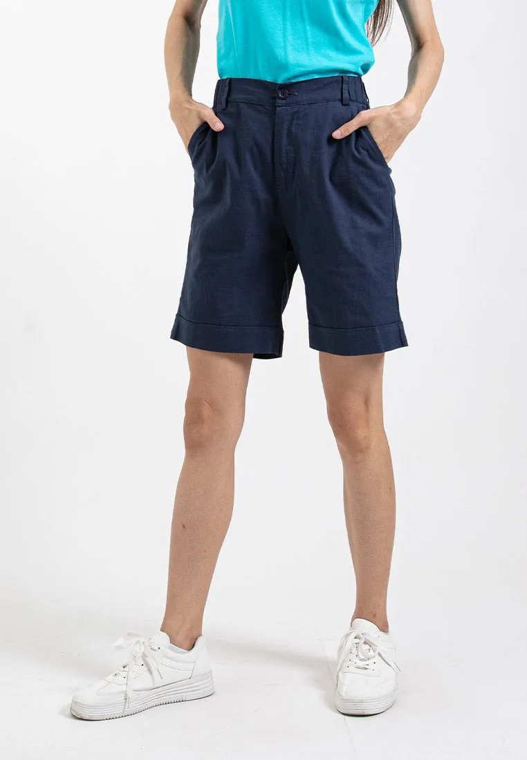 Forest Ladies 17/18" Stretchable Cotton Linen Elastic Waist Women Bermuda Shorts Pants | Seluar Perempuan - 860151