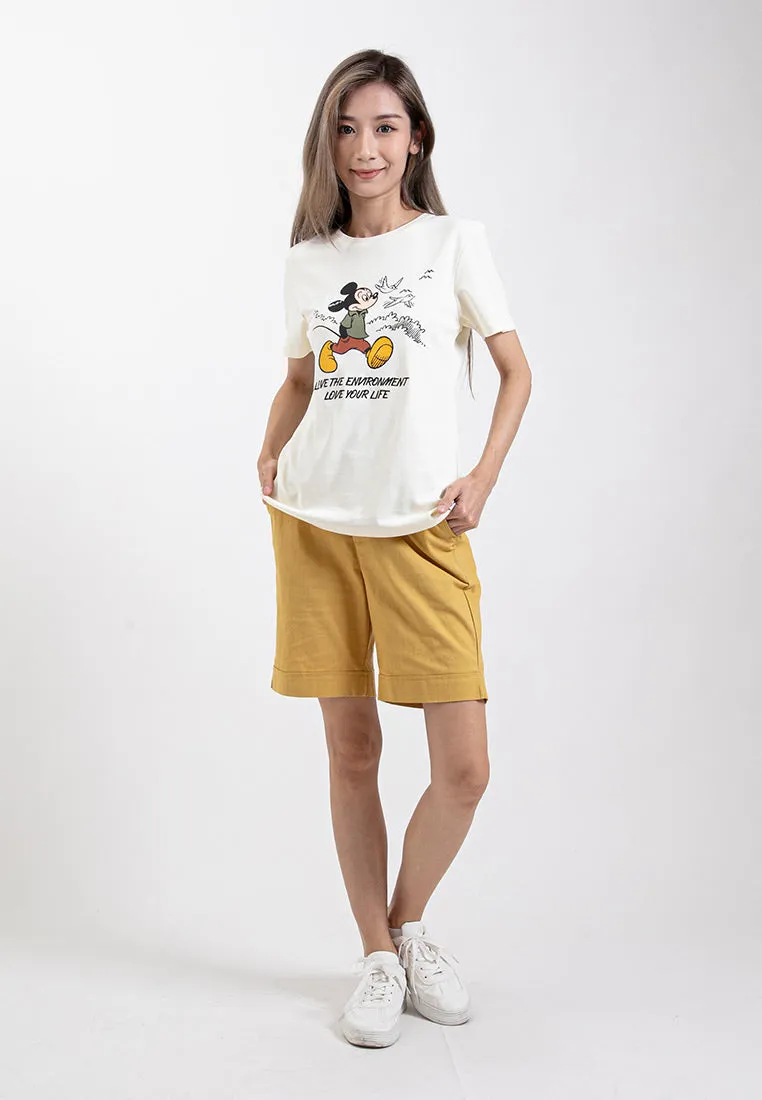 Forest Ladies 17/18" Stretchable Cotton Linen Elastic Waist Women Bermuda Shorts Pants | Seluar Perempuan - 860151