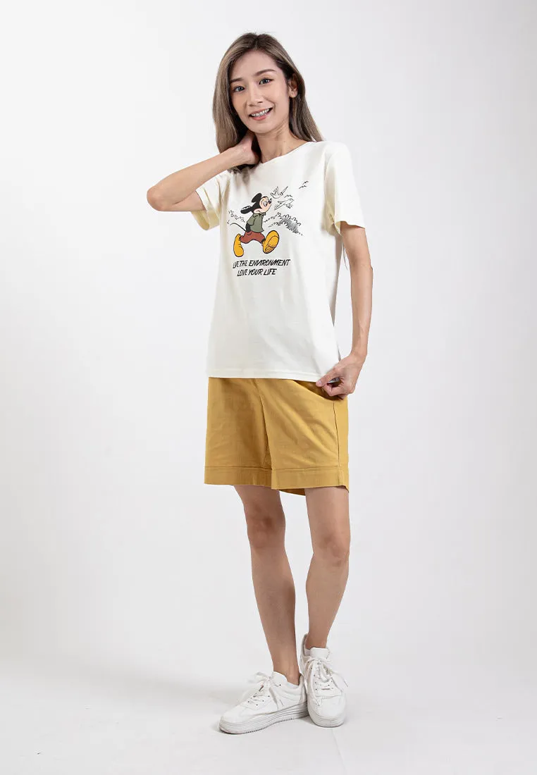 Forest Ladies 17/18" Stretchable Cotton Linen Elastic Waist Women Bermuda Shorts Pants | Seluar Perempuan - 860151