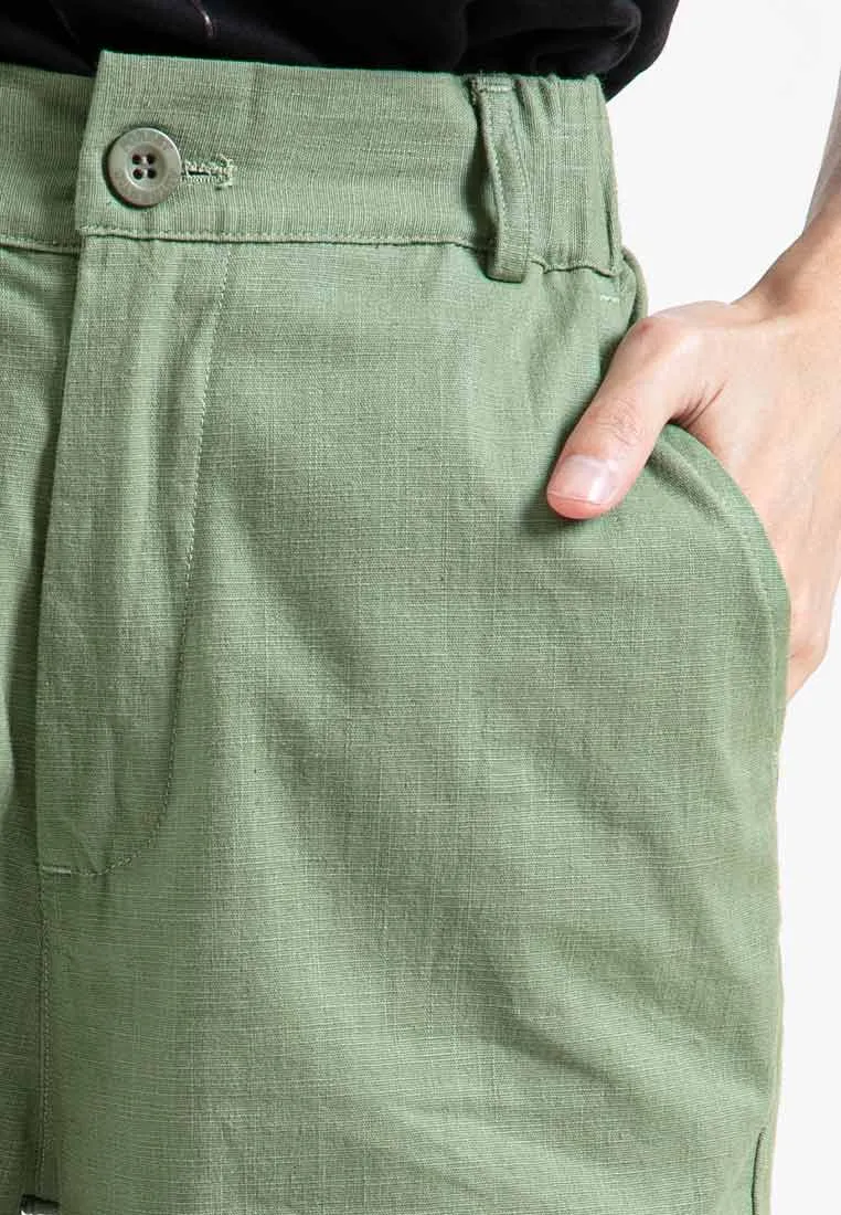 Forest Ladies 17/18" Stretchable Cotton Linen Elastic Waist Women Bermuda Shorts Pants | Seluar Perempuan - 860151
