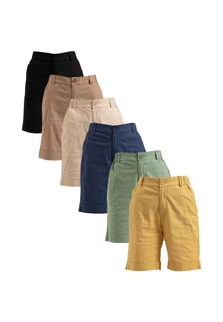 Forest Ladies 17/18" Stretchable Cotton Linen Elastic Waist Women Bermuda Shorts Pants | Seluar Perempuan - 860151