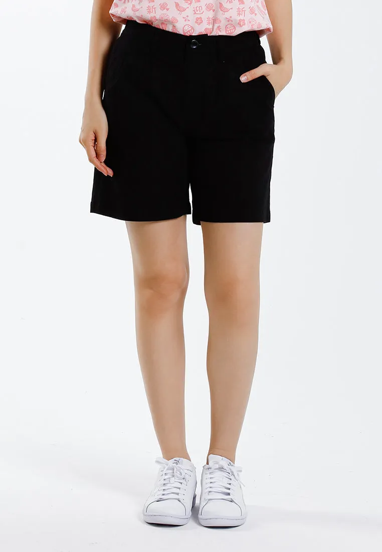 Forest Ladies Stretchable Cotton Linen Pleated Bermuda Shorts Women Short Pants - 870151