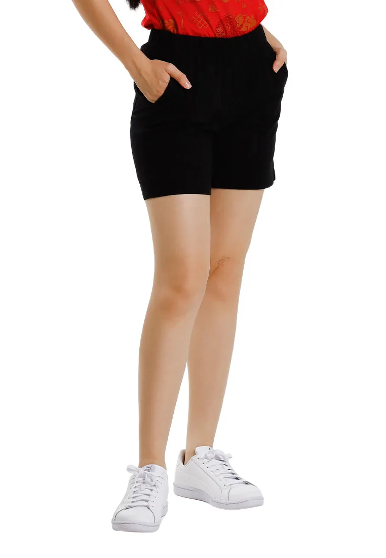 Forest Ladies Stretchable Cotton Linen Shorts Elastic Waist Women Casual Short Pants | Seluar Pendek Perempuan - 860170