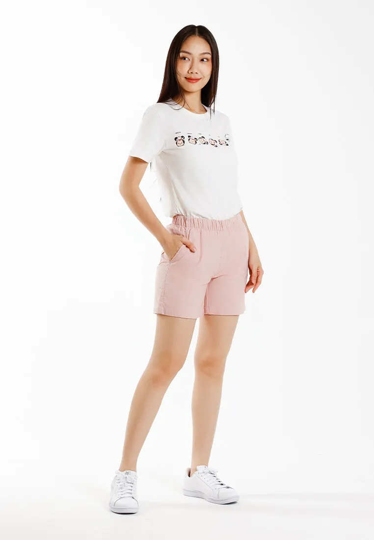 Forest Ladies Stretchable Cotton Linen Shorts Elastic Waist Women Casual Short Pants | Seluar Pendek Perempuan - 860170