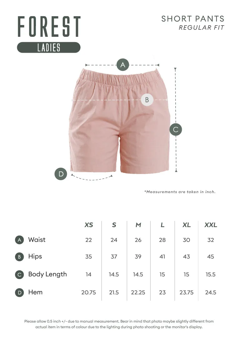 Forest Ladies Stretchable Cotton Linen Shorts Elastic Waist Women Casual Short Pants | Seluar Pendek Perempuan - 860170