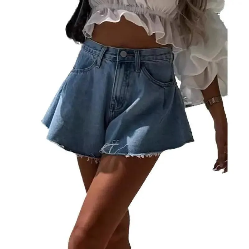 Fringe Denim Shorts