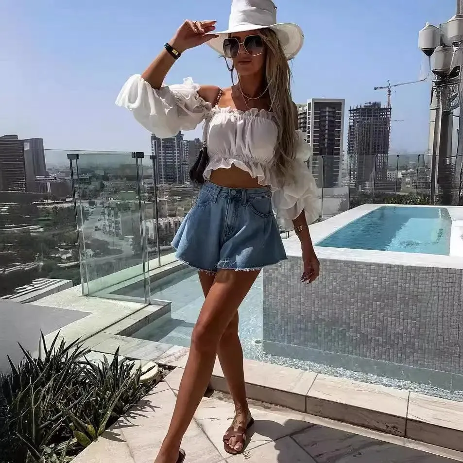 Fringe Denim Shorts