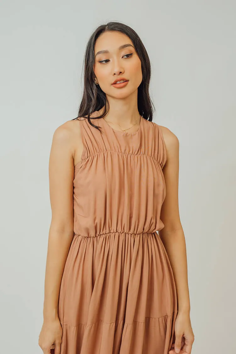 Greta Pleated Tiered Midi Dress