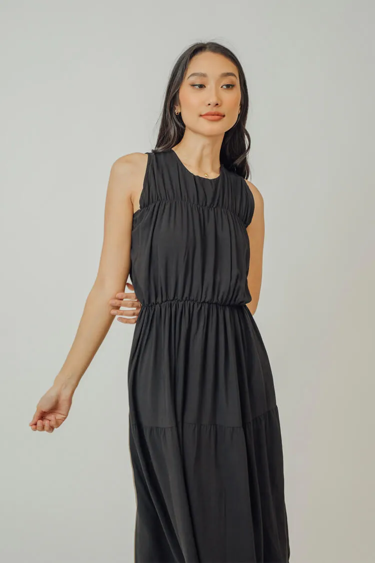 Greta Pleated Tiered Midi Dress
