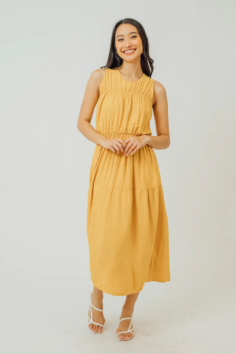 Greta Pleated Tiered Midi Dress