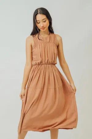 Greta Pleated Tiered Midi Dress