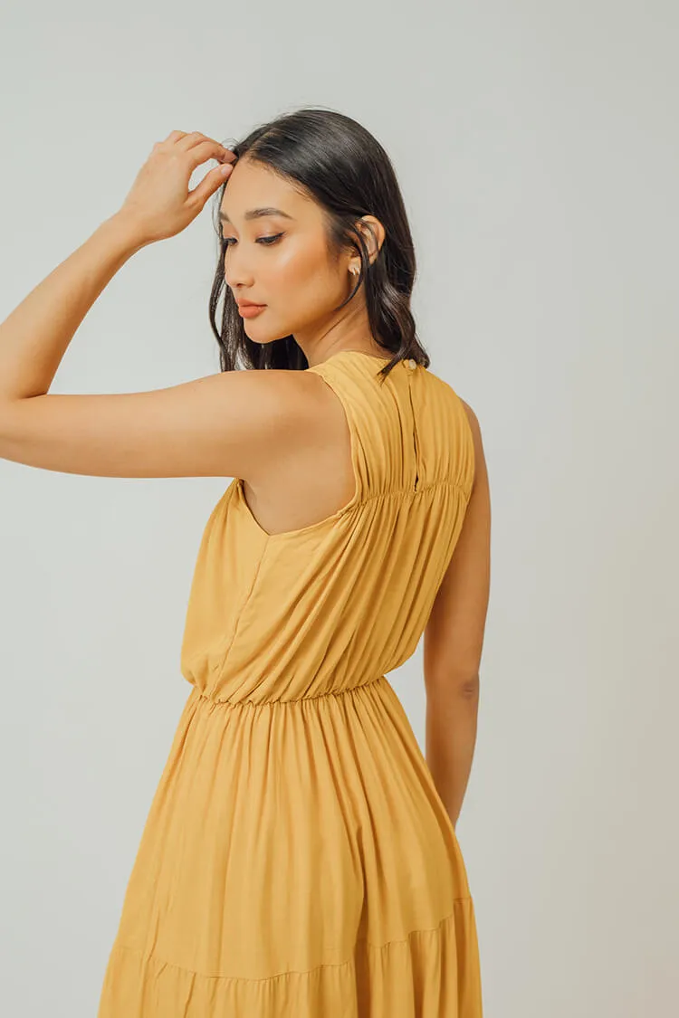 Greta Pleated Tiered Midi Dress