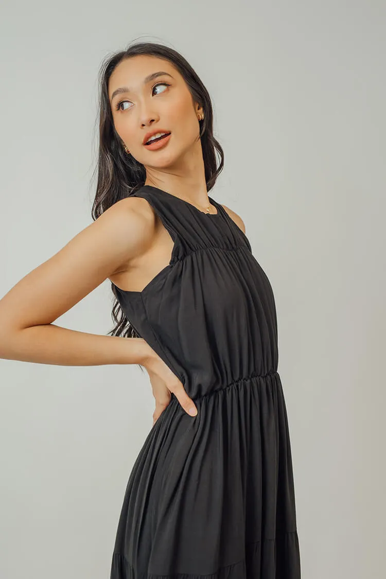 Greta Pleated Tiered Midi Dress