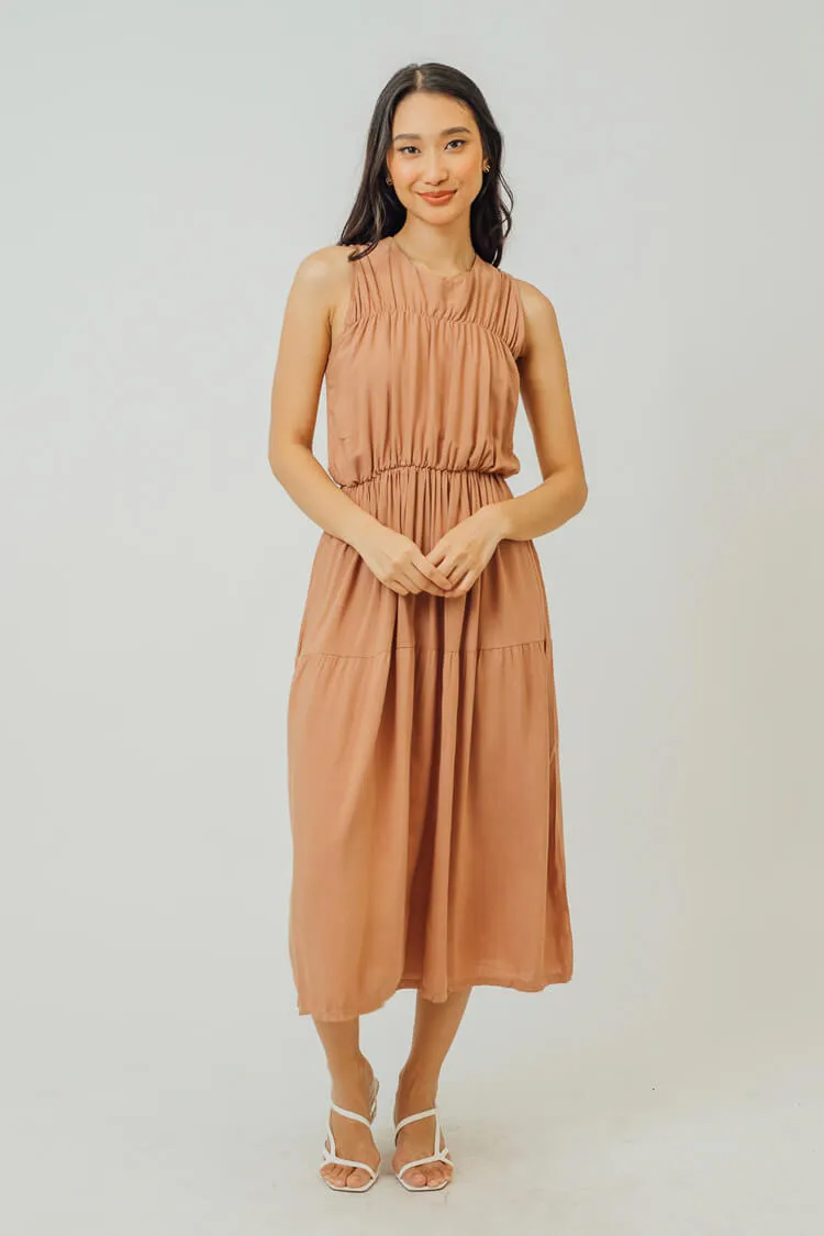 Greta Pleated Tiered Midi Dress