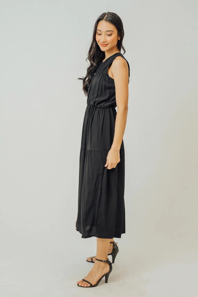 Greta Pleated Tiered Midi Dress