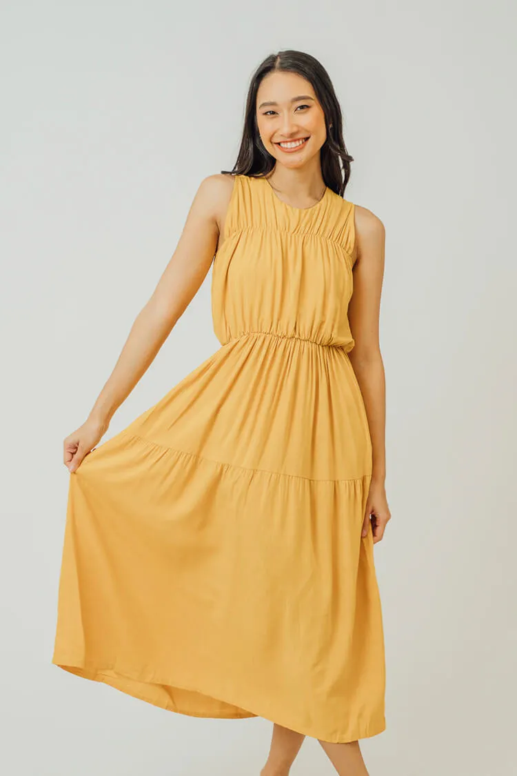 Greta Pleated Tiered Midi Dress