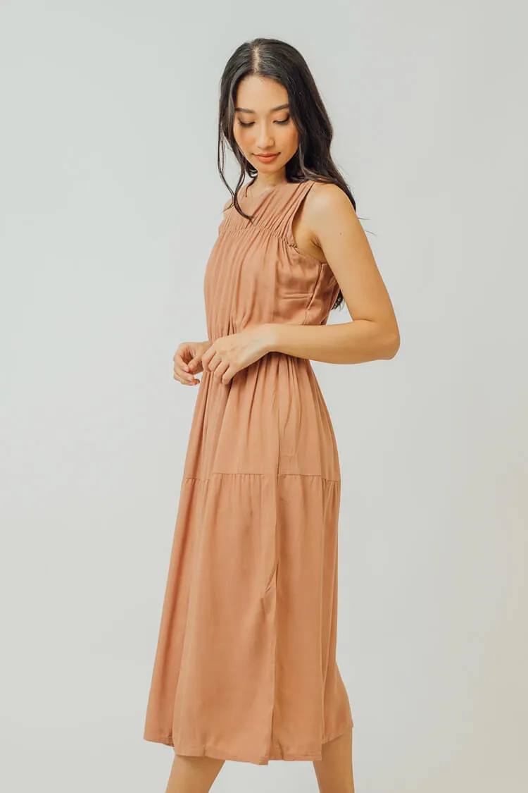 Greta Pleated Tiered Midi Dress
