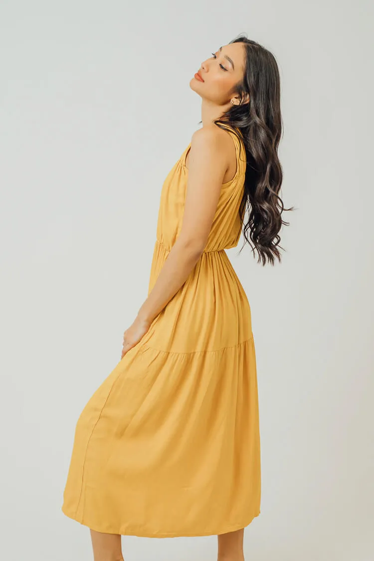 Greta Pleated Tiered Midi Dress