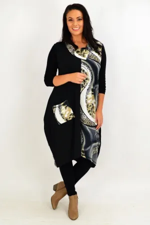 Grey Leopard Print Sleeveless Tunic Dress