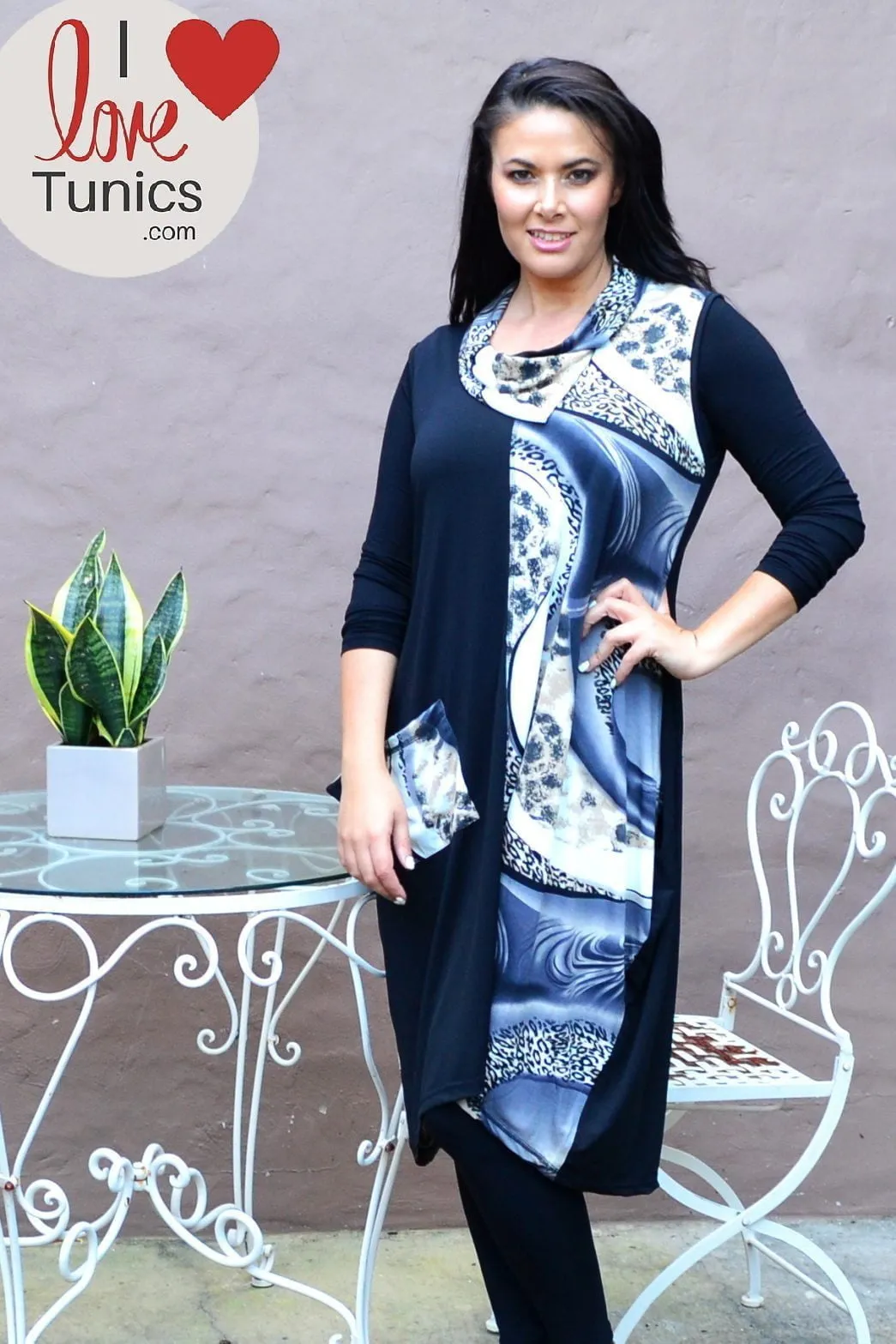 Grey Leopard Print Sleeveless Tunic Dress