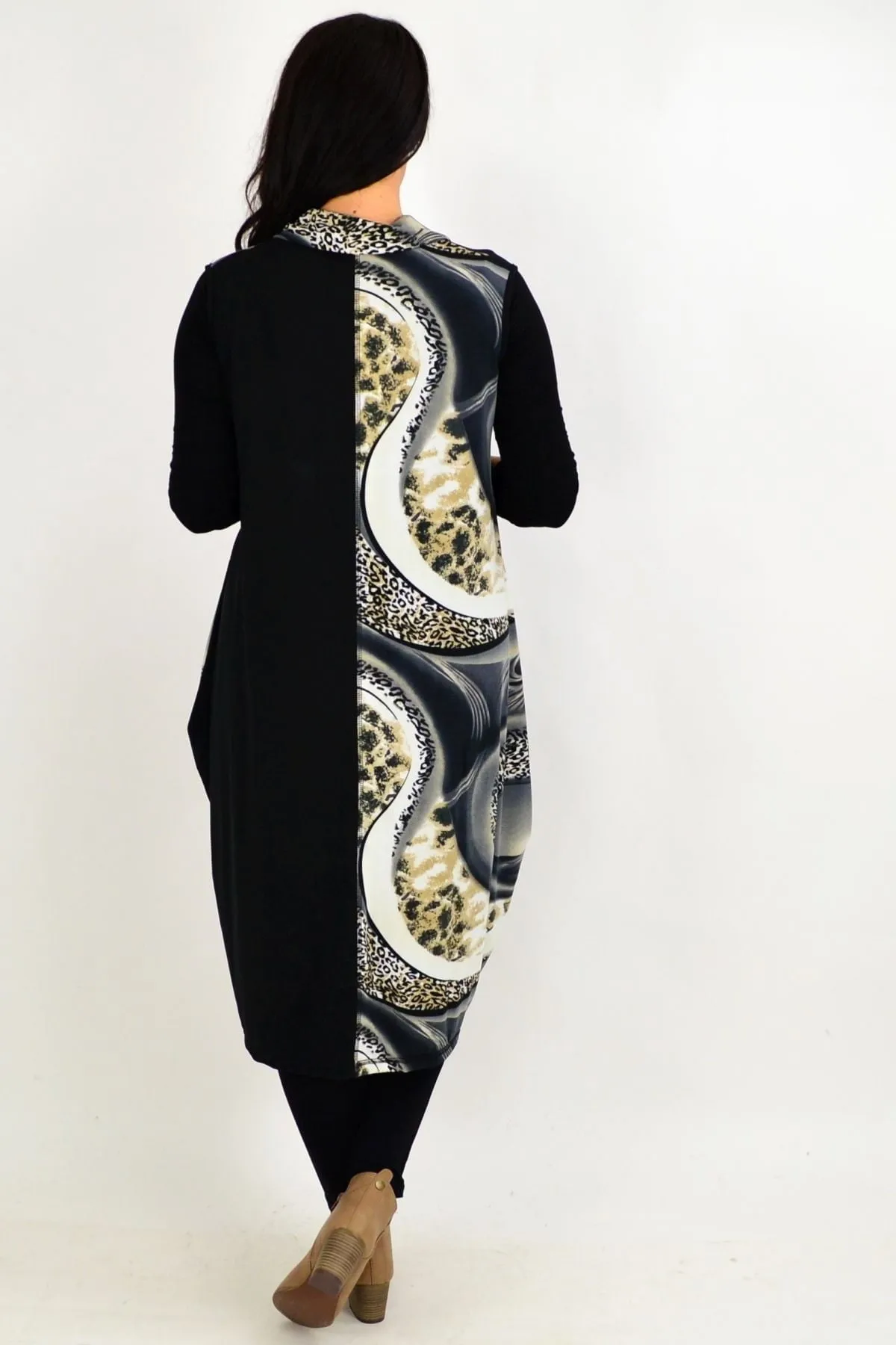 Grey Leopard Print Sleeveless Tunic Dress