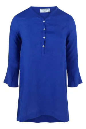 High-Low V-Neck Linen Gauze Tunic