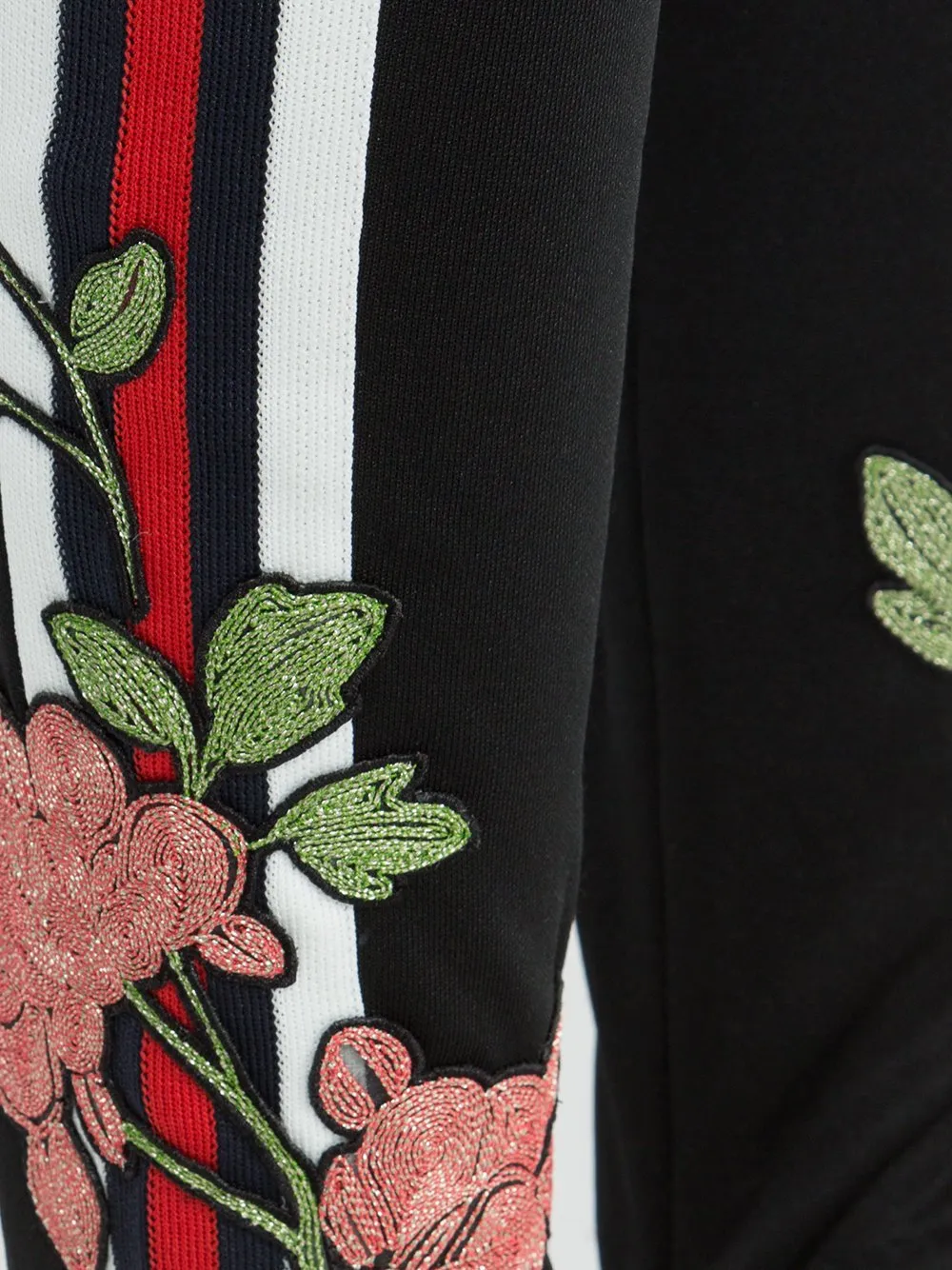 Jersey Floral-Embroidered Stirrup Trousers