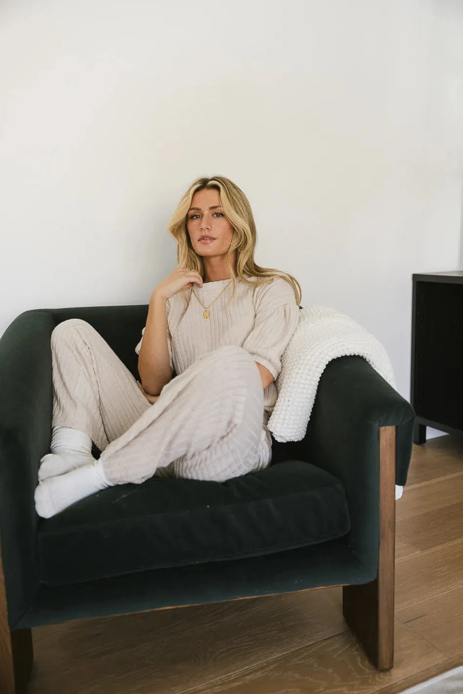 Keiko Ribbed Pants in Cream - FINAL SALE