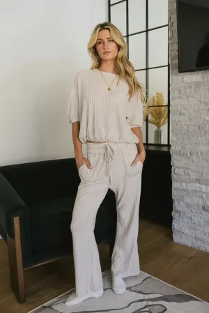Keiko Ribbed Pants in Cream - FINAL SALE