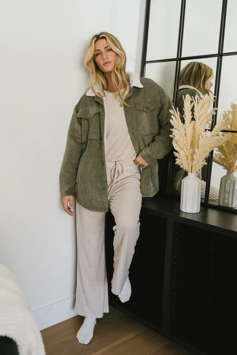 Keiko Ribbed Pants in Cream - FINAL SALE