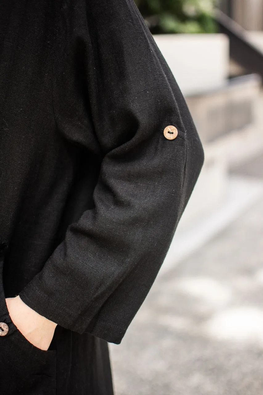 LINNEN PLAIN FRAYED JACKET