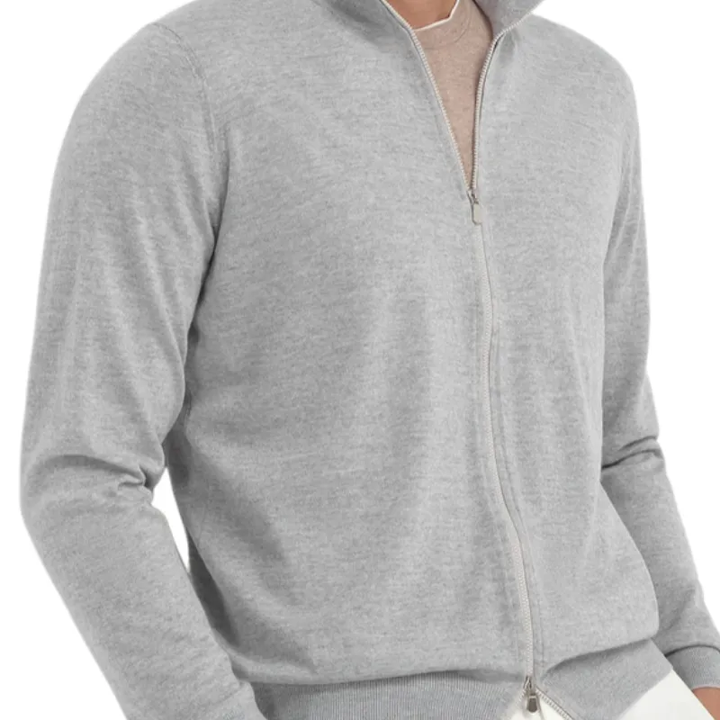 Men's Casual Stand Collar Zipper Thin Knitted Cardigan 02072877F