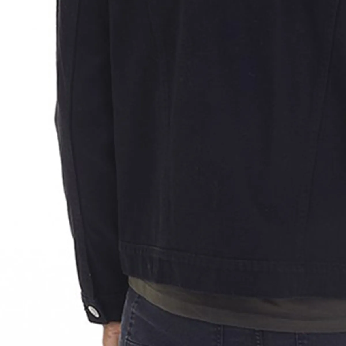 Mens WILBURN Casual Denim Black Jacket with Borg Collar